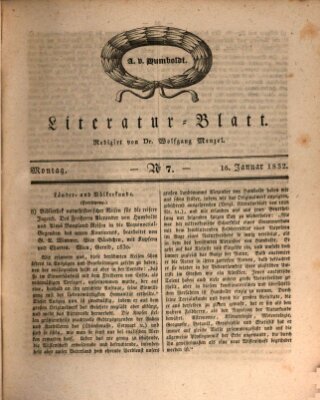 Morgenblatt für gebildete Stände. Literatur-Blatt (Morgenblatt für gebildete Stände) Montag 16. Januar 1832