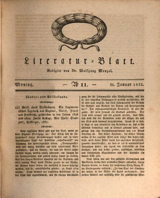 Morgenblatt für gebildete Stände. Literatur-Blatt (Morgenblatt für gebildete Stände) Montag 30. Januar 1832