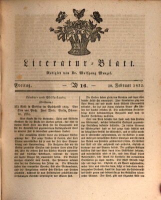 Morgenblatt für gebildete Stände. Literatur-Blatt (Morgenblatt für gebildete Stände) Freitag 10. Februar 1832