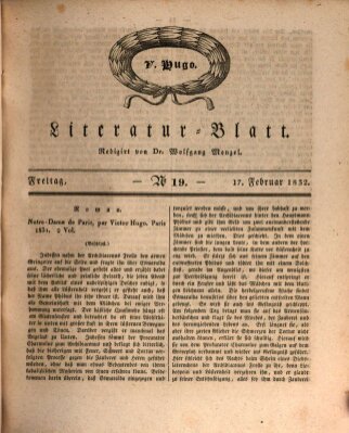 Morgenblatt für gebildete Stände. Literatur-Blatt (Morgenblatt für gebildete Stände) Freitag 17. Februar 1832