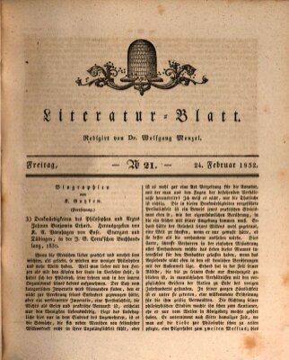 Morgenblatt für gebildete Stände. Literatur-Blatt (Morgenblatt für gebildete Stände) Freitag 24. Februar 1832