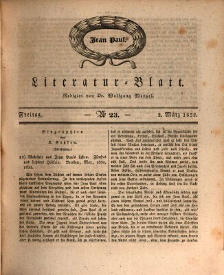 Morgenblatt für gebildete Stände. Literatur-Blatt (Morgenblatt für gebildete Stände) Freitag 2. März 1832