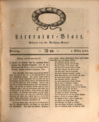 Morgenblatt für gebildete Stände. Literatur-Blatt (Morgenblatt für gebildete Stände) Freitag 9. März 1832