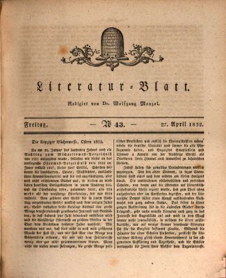 Morgenblatt für gebildete Stände. Literatur-Blatt (Morgenblatt für gebildete Stände) Freitag 27. April 1832