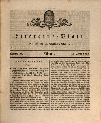 Morgenblatt für gebildete Stände. Literatur-Blatt (Morgenblatt für gebildete Stände) Mittwoch 13. Juni 1832