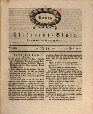 Morgenblatt für gebildete Stände. Literatur-Blatt (Morgenblatt für gebildete Stände) Freitag 15. Juni 1832