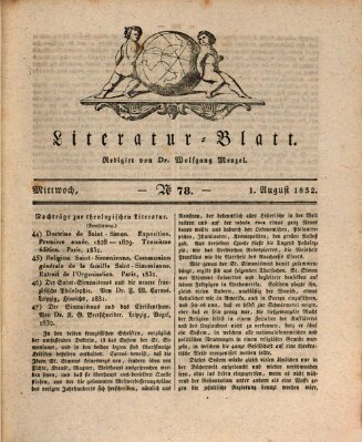 Morgenblatt für gebildete Stände. Literatur-Blatt (Morgenblatt für gebildete Stände) Mittwoch 1. August 1832