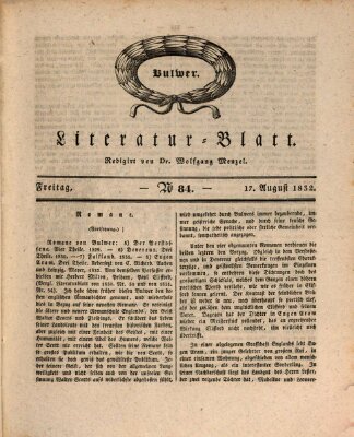 Morgenblatt für gebildete Stände. Literatur-Blatt (Morgenblatt für gebildete Stände) Freitag 17. August 1832