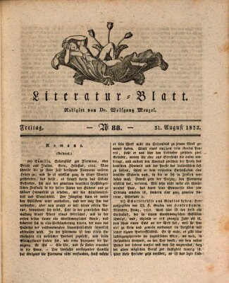 Morgenblatt für gebildete Stände. Literatur-Blatt (Morgenblatt für gebildete Stände) Freitag 31. August 1832