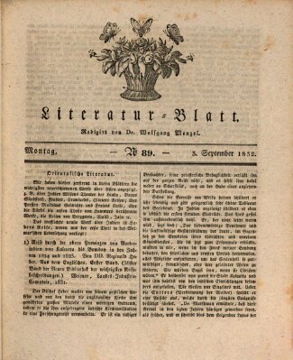 Morgenblatt für gebildete Stände. Literatur-Blatt (Morgenblatt für gebildete Stände) Montag 3. September 1832