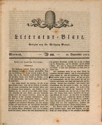 Morgenblatt für gebildete Stände. Literatur-Blatt (Morgenblatt für gebildete Stände) Mittwoch 19. September 1832