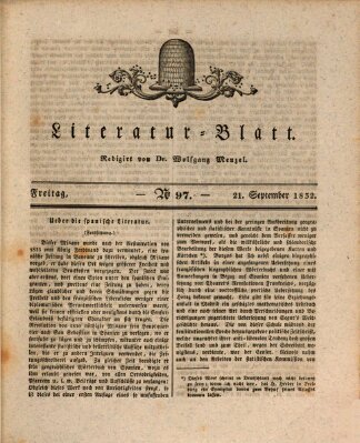 Morgenblatt für gebildete Stände. Literatur-Blatt (Morgenblatt für gebildete Stände) Freitag 21. September 1832