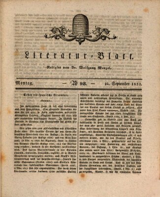 Morgenblatt für gebildete Stände. Literatur-Blatt (Morgenblatt für gebildete Stände) Montag 24. September 1832