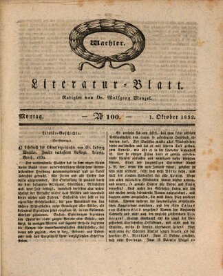 Morgenblatt für gebildete Stände. Literatur-Blatt (Morgenblatt für gebildete Stände) Montag 1. Oktober 1832