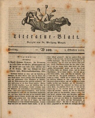 Morgenblatt für gebildete Stände. Literatur-Blatt (Morgenblatt für gebildete Stände) Freitag 5. Oktober 1832