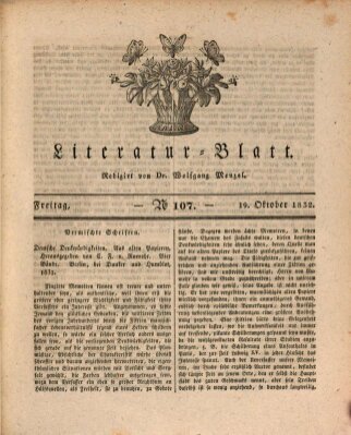 Morgenblatt für gebildete Stände. Literatur-Blatt (Morgenblatt für gebildete Stände) Freitag 19. Oktober 1832