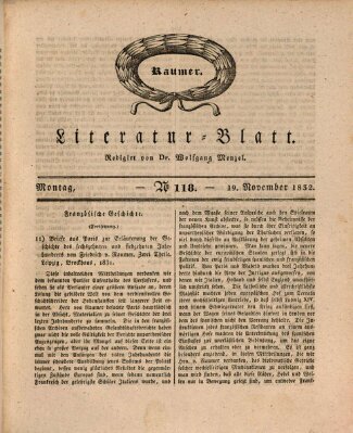 Morgenblatt für gebildete Stände. Literatur-Blatt (Morgenblatt für gebildete Stände) Montag 19. November 1832