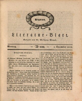 Morgenblatt für gebildete Stände. Literatur-Blatt (Morgenblatt für gebildete Stände) Montag 3. Dezember 1832