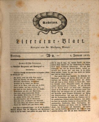 Morgenblatt für gebildete Stände. Literatur-Blatt (Morgenblatt für gebildete Stände) Freitag 4. Januar 1833