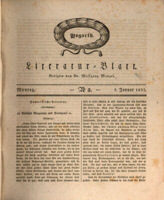 Morgenblatt für gebildete Stände. Literatur-Blatt (Morgenblatt für gebildete Stände) Montag 7. Januar 1833