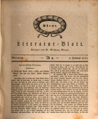 Morgenblatt für gebildete Stände. Literatur-Blatt (Morgenblatt für gebildete Stände) Mittwoch 9. Januar 1833