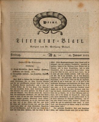 Morgenblatt für gebildete Stände. Literatur-Blatt (Morgenblatt für gebildete Stände) Freitag 11. Januar 1833