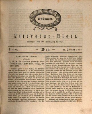 Morgenblatt für gebildete Stände. Literatur-Blatt (Morgenblatt für gebildete Stände) Freitag 25. Januar 1833