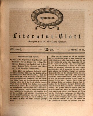 Morgenblatt für gebildete Stände. Literatur-Blatt (Morgenblatt für gebildete Stände) Mittwoch 3. April 1833