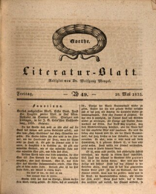 Morgenblatt für gebildete Stände. Literatur-Blatt (Morgenblatt für gebildete Stände) Freitag 10. Mai 1833