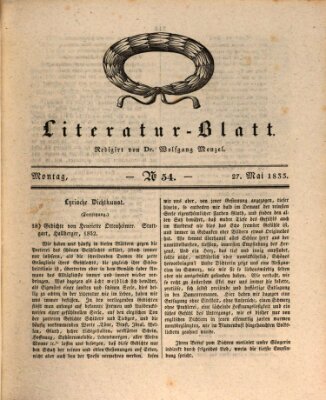 Morgenblatt für gebildete Stände. Literatur-Blatt (Morgenblatt für gebildete Stände) Montag 27. Mai 1833