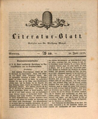 Morgenblatt für gebildete Stände. Literatur-Blatt (Morgenblatt für gebildete Stände) Montag 10. Juni 1833