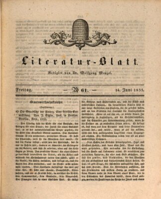 Morgenblatt für gebildete Stände. Literatur-Blatt (Morgenblatt für gebildete Stände) Freitag 14. Juni 1833