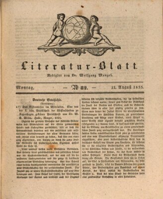 Morgenblatt für gebildete Stände. Literatur-Blatt (Morgenblatt für gebildete Stände) Montag 12. August 1833