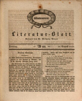 Morgenblatt für gebildete Stände. Literatur-Blatt (Morgenblatt für gebildete Stände) Freitag 16. August 1833