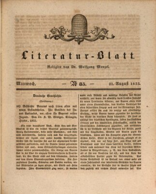 Morgenblatt für gebildete Stände. Literatur-Blatt (Morgenblatt für gebildete Stände) Mittwoch 21. August 1833