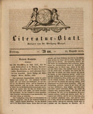 Morgenblatt für gebildete Stände. Literatur-Blatt (Morgenblatt für gebildete Stände) Freitag 23. August 1833