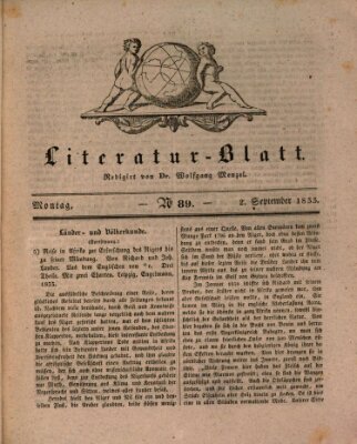 Morgenblatt für gebildete Stände. Literatur-Blatt (Morgenblatt für gebildete Stände) Montag 2. September 1833