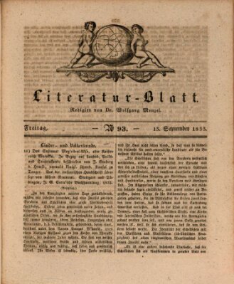 Morgenblatt für gebildete Stände. Literatur-Blatt (Morgenblatt für gebildete Stände) Freitag 13. September 1833