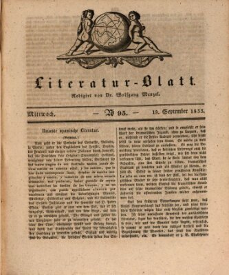 Morgenblatt für gebildete Stände. Literatur-Blatt (Morgenblatt für gebildete Stände) Mittwoch 18. September 1833