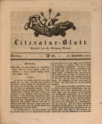 Morgenblatt für gebildete Stände. Literatur-Blatt (Morgenblatt für gebildete Stände) Montag 23. September 1833