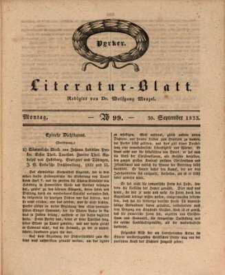 Morgenblatt für gebildete Stände. Literatur-Blatt (Morgenblatt für gebildete Stände) Montag 30. September 1833