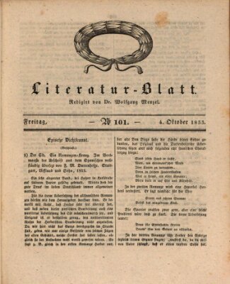 Morgenblatt für gebildete Stände. Literatur-Blatt (Morgenblatt für gebildete Stände) Freitag 4. Oktober 1833