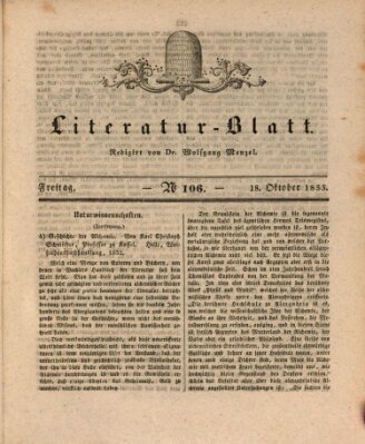 Morgenblatt für gebildete Stände. Literatur-Blatt (Morgenblatt für gebildete Stände) Freitag 18. Oktober 1833