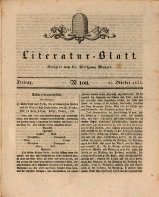 Morgenblatt für gebildete Stände. Literatur-Blatt (Morgenblatt für gebildete Stände) Freitag 25. Oktober 1833