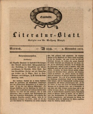 Morgenblatt für gebildete Stände. Literatur-Blatt (Morgenblatt für gebildete Stände) Mittwoch 6. November 1833