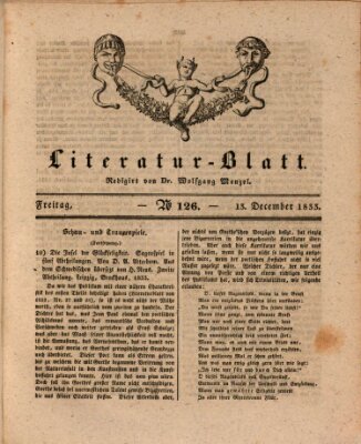 Morgenblatt für gebildete Stände. Literatur-Blatt (Morgenblatt für gebildete Stände) Freitag 13. Dezember 1833