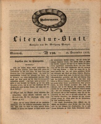 Morgenblatt für gebildete Stände. Literatur-Blatt (Morgenblatt für gebildete Stände) Mittwoch 18. Dezember 1833