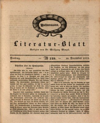 Morgenblatt für gebildete Stände. Literatur-Blatt (Morgenblatt für gebildete Stände) Freitag 20. Dezember 1833