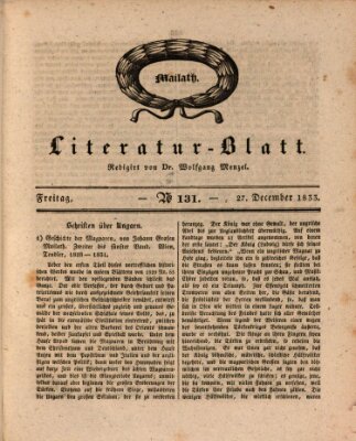 Morgenblatt für gebildete Stände. Literatur-Blatt (Morgenblatt für gebildete Stände) Freitag 27. Dezember 1833