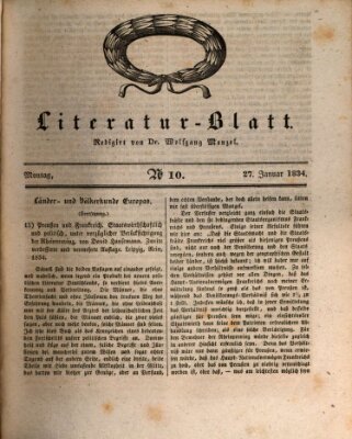 Morgenblatt für gebildete Stände. Literatur-Blatt (Morgenblatt für gebildete Stände) Montag 27. Januar 1834